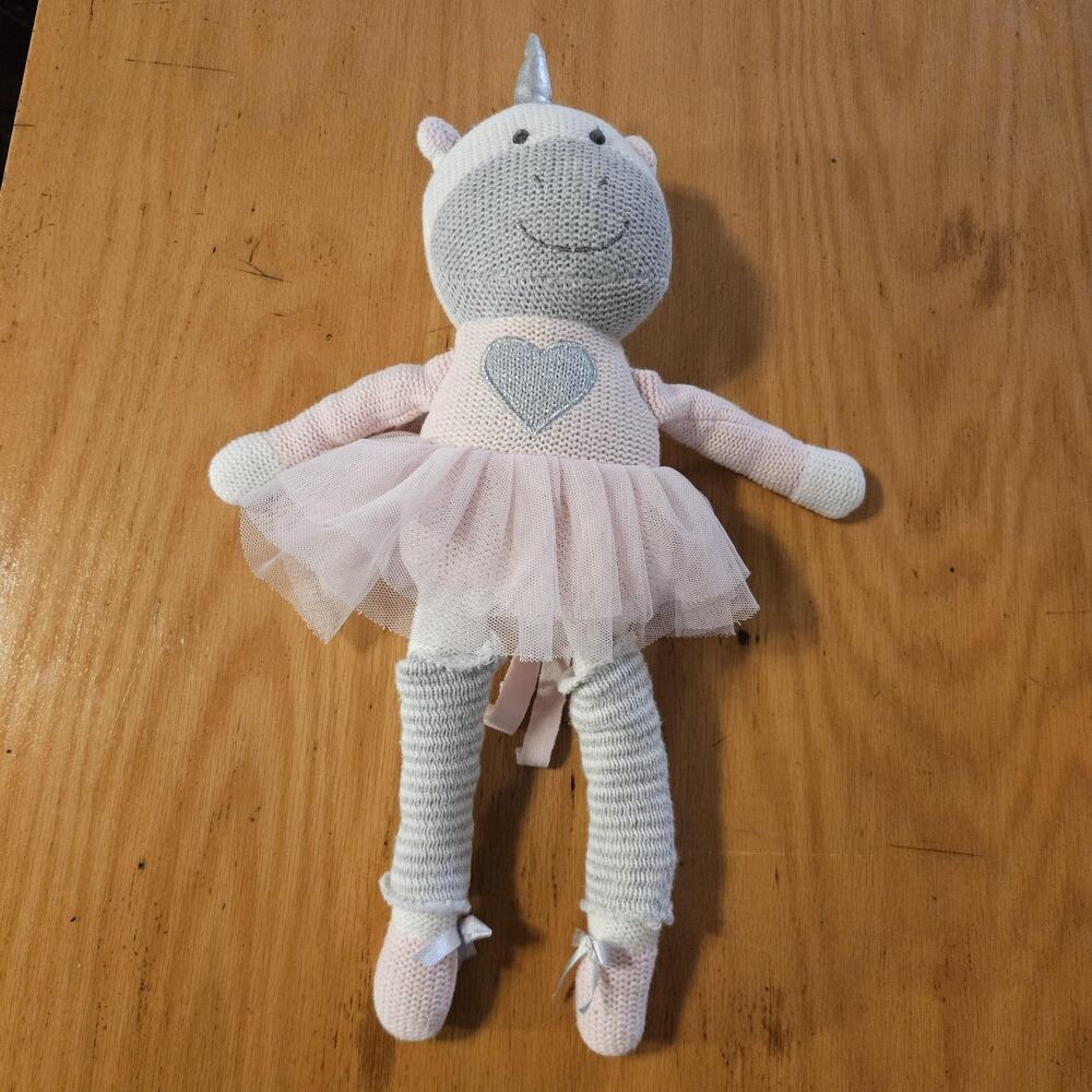 Elegant Baby Knit Unicorn Ballerina Plush Doll Pink Tutu Stuffed Animal‎ Toy